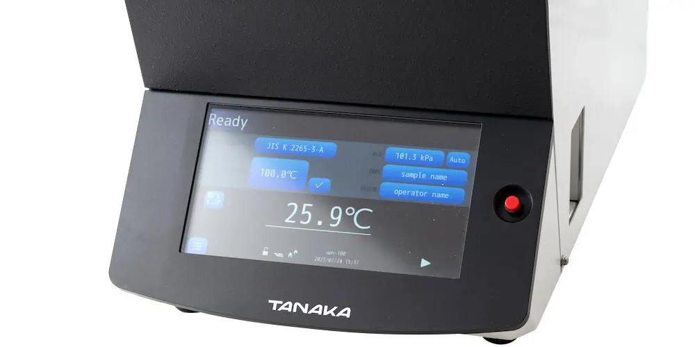 APM-100, Tanaka, температура вспышки, автоматический анализатор, определение температуры вспышки, ASTM D93, ISO 2719, сенсорный дисплей, система подавления пламени, предварительный нагрев, совместимость с APM-8